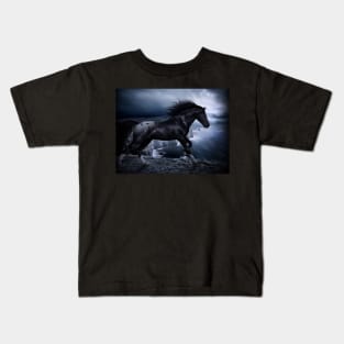 Black horse design of t-shirts Kids T-Shirt